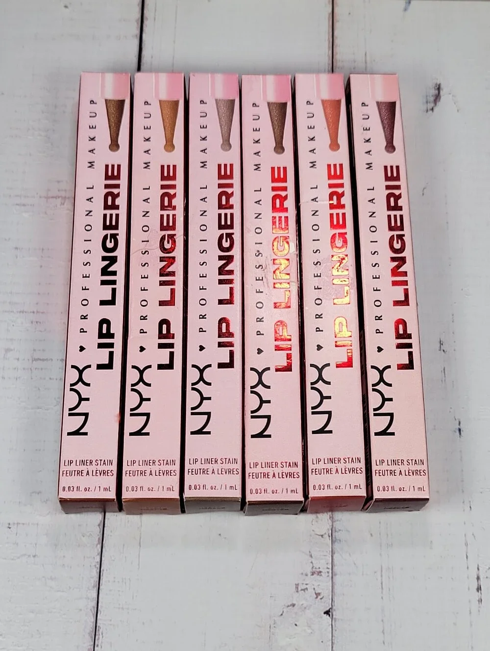 6 Piece NYX Lip Lingerie Lip Liner Stain Bundle BNIB
